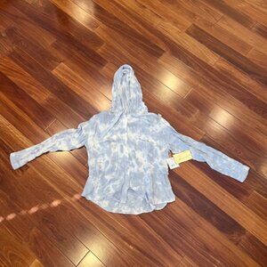 TYE DYE TOP SHIRT HOODIE BLUE COTTON NEW WITH TAGS